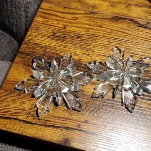 Set Of 2 Epoxy Resin Christmas Tree Snowflake Ornaments